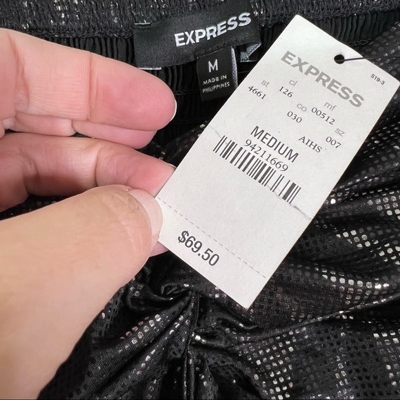 Express Metallic Strapless Zebra Print Sparkly Cocktail Party Mini Dress Size M - Picture 9 of 11